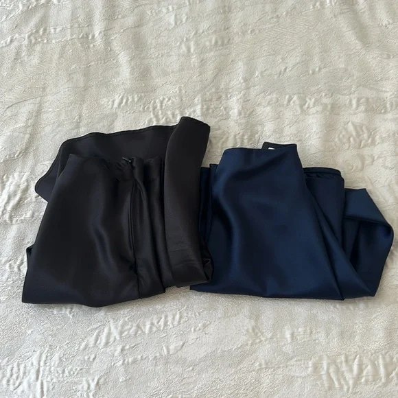 2 MIDI Satin Skirts Black & Blue - Picture 6 of 8